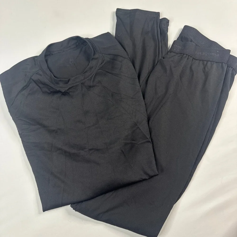 Patagonia Capilene Baselayer Set Mens S/M Black Long Sleeve Thermal USA Made‎
